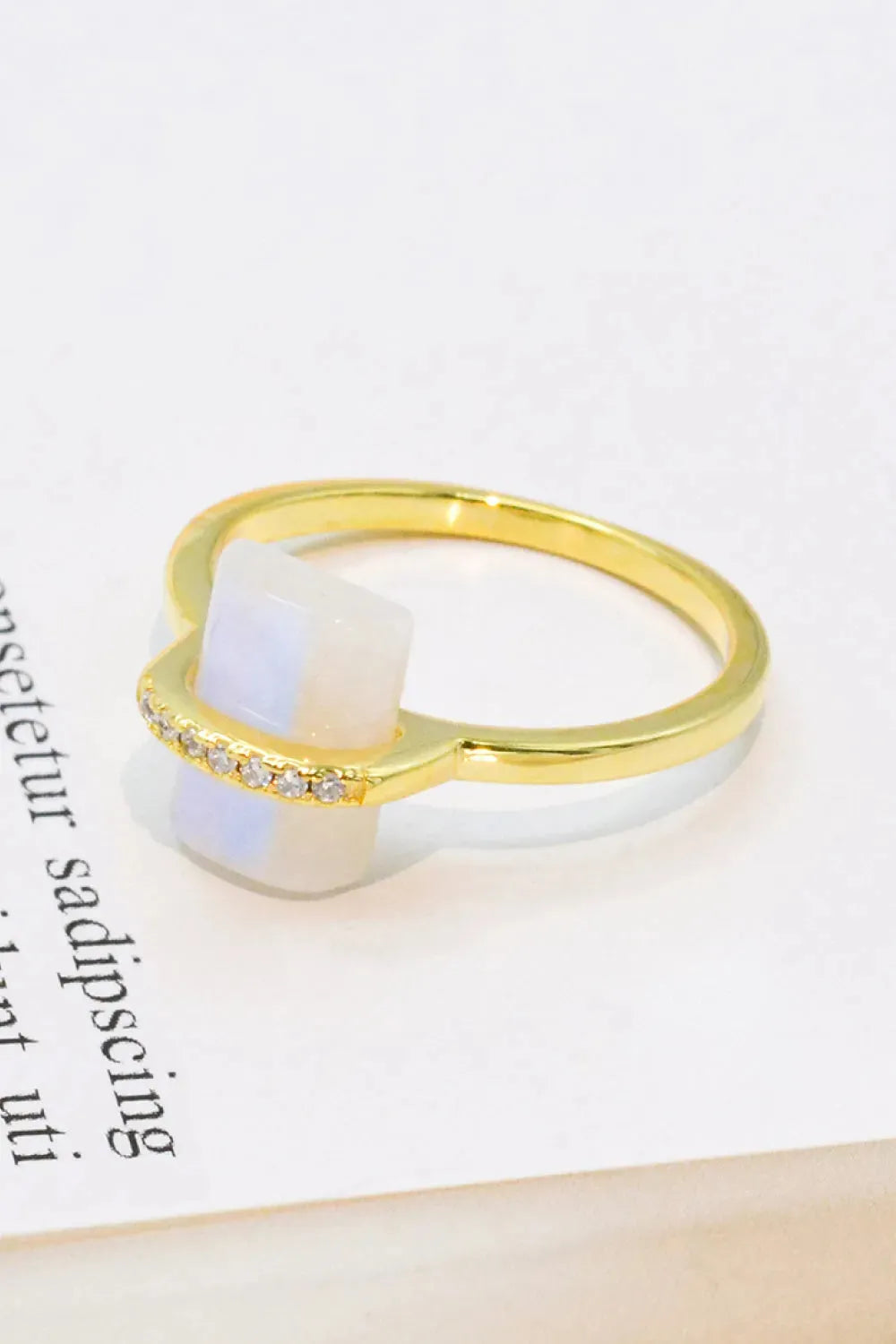 Natural Moonstone Platinum-Plated Ring Moonstone - Tophatter Daily Deals